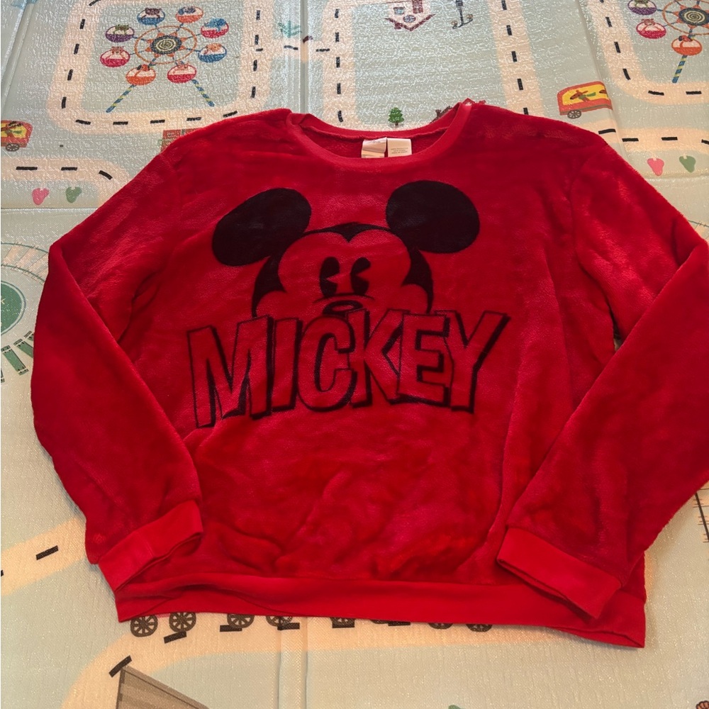 Disney Red Mickey Mouse Plush Sweatshirt